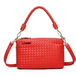 Vegan Leather Tote Bag With Adjustable Strap Red